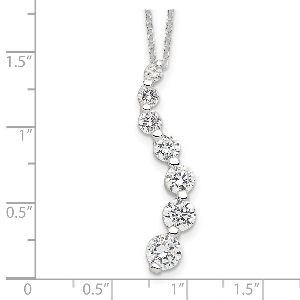 Sterling Silver Rhodium-plated CZ Journey Necklace (QG2643-18)