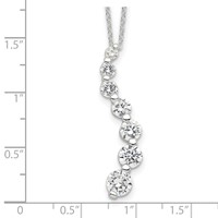 Sterling Silver Rhodium-plated Curved Graduated CZ Journey Necklace, 18" view 3