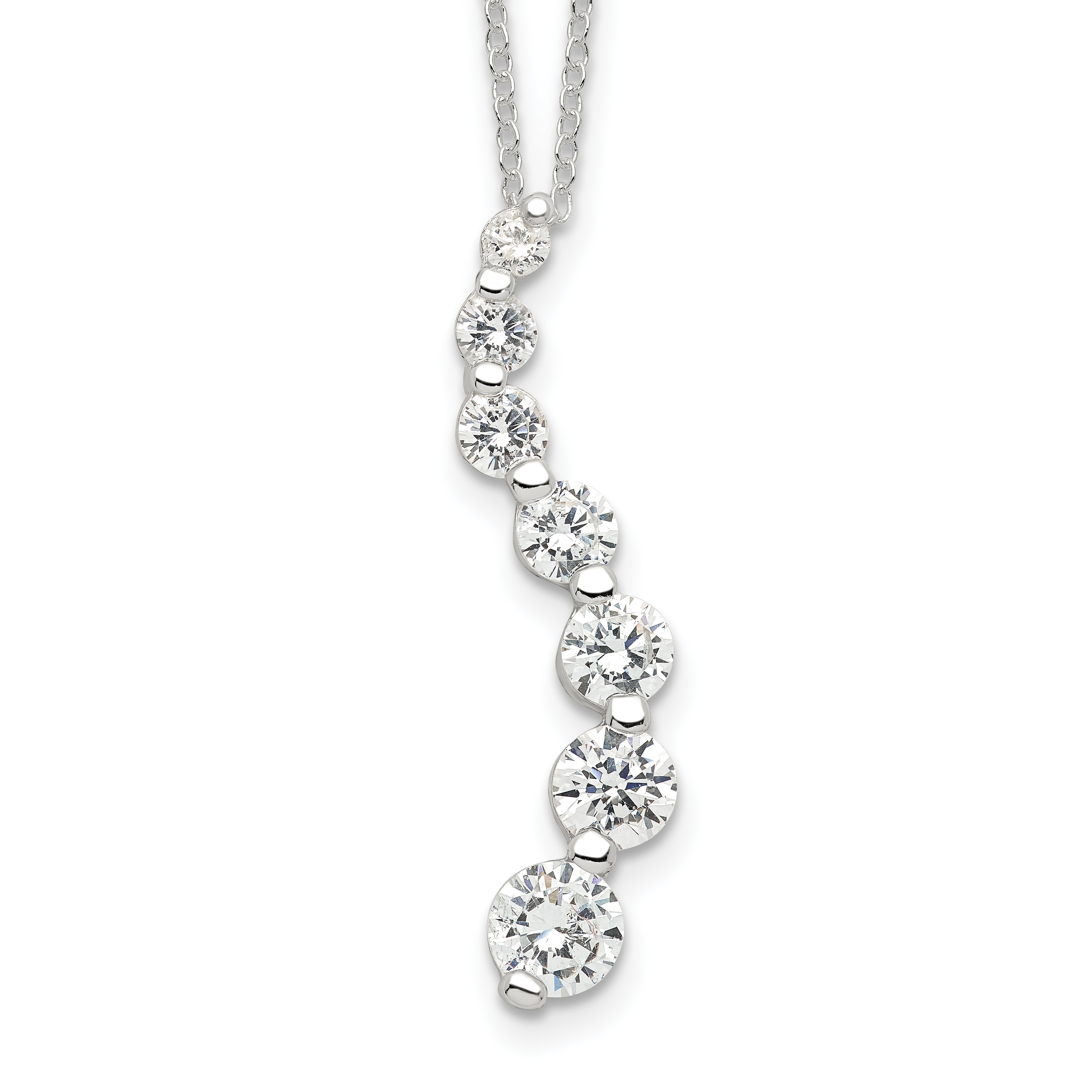 Sterling Silver Rhodium-plated CZ Journey Necklace (QG2643-18)