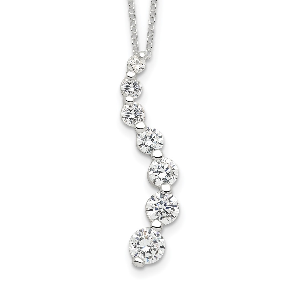 Sterling Silver Rhodium-plated CZ Journey Necklace (QG2643-18)