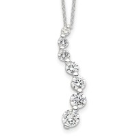 Sterling Silver Rhodium-plated Curved Graduated CZ Journey Necklace, 18" view 1