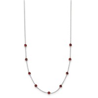 Sterling Silver 4mm Bezel-set Red CZ 9-Station Necklace, 18" view 2