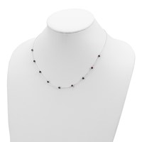 Sterling Silver 4mm Bezel-set Red CZ 9-Station Necklace, 18" view 4
