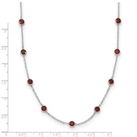 Sterling Silver 4mm Bezel-set Red CZ 9-Station Necklace, 18" view 3