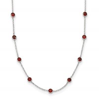 Sterling Silver 4mm Bezel-set Red CZ 9-Station Necklace, 18" view 1
