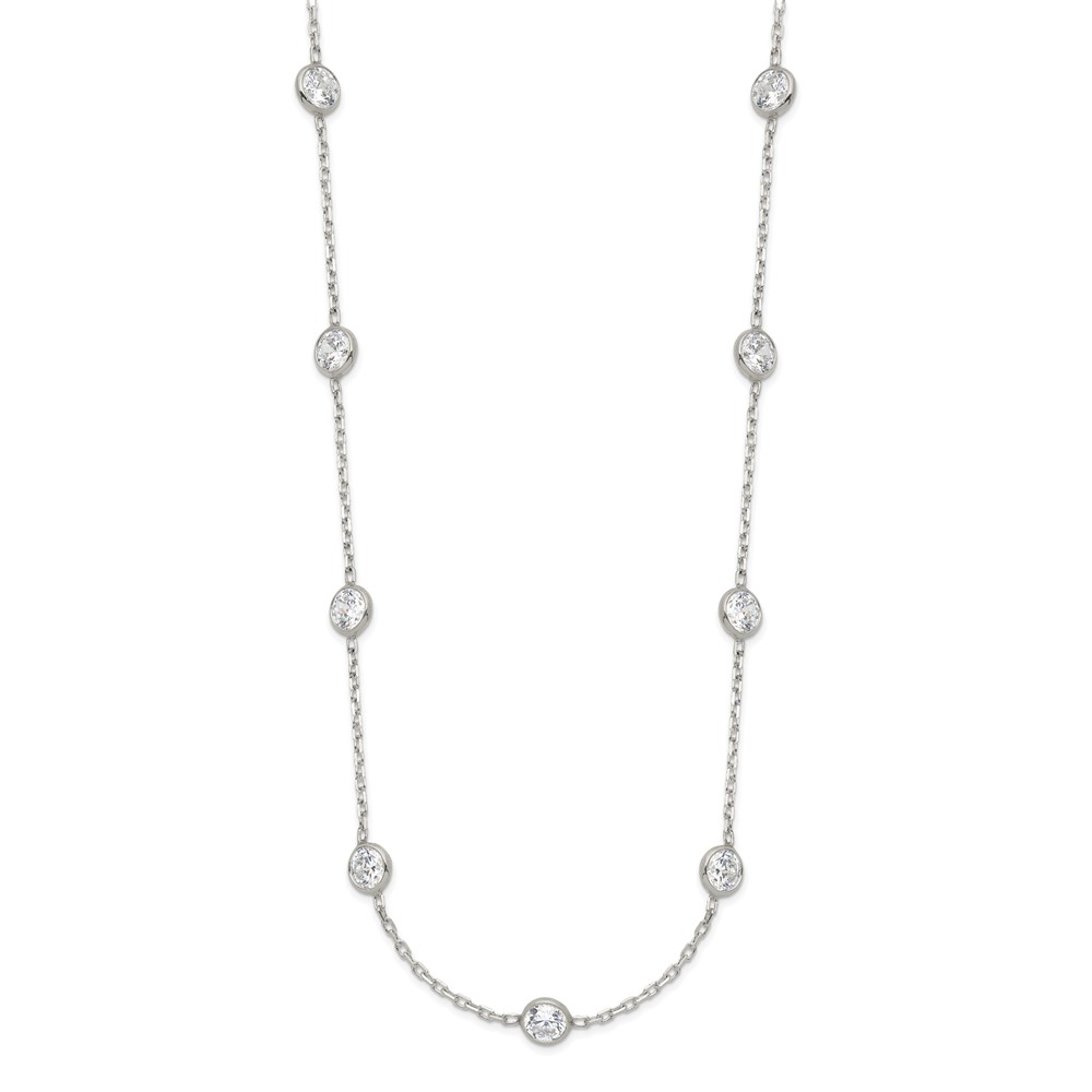 Sterling Silver Clear 4mm 9-Station CZ w/2in ext. Necklace (QG2647-18)