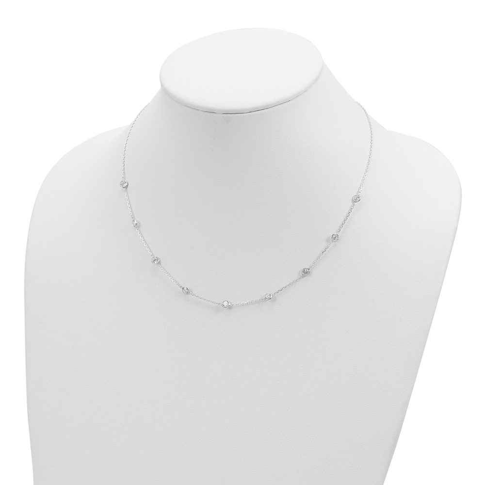Sterling Silver Clear 4mm 9-Station CZ w/2in ext. Necklace (QG2647-18)