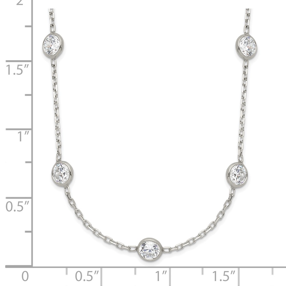 Sterling Silver Clear 4mm 9-Station CZ w/2in ext. Necklace (QG2647-18)