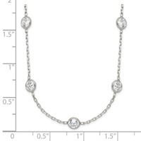 Sterling Silver Clear 4mm Bezel-set CZ 11-Station Necklace with 2 Inch Extension, 18" view 3