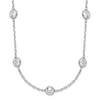 Sterling Silver Clear 4mm Bezel-set CZ 11-Station Necklace with 2 Inch Extension, 18" view 1