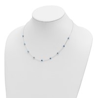 Sterling Silver 4mm Bezel-set Blue CZ 9-Station Necklace, 18" view 4