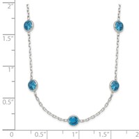 Sterling Silver 4mm Bezel-set Blue CZ 9-Station Necklace, 18" view 3
