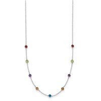 Sterling Silver 4mm Bezel-set Multi-color CZ 9-Station Necklace, 18" view 2