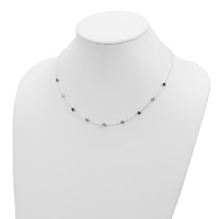 Sterling Silver 4mm Bezel-set Multi-color CZ 9-Station Necklace, 18" view 4
