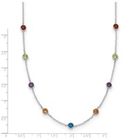 Sterling Silver 4mm Bezel-set Multi-color CZ 9-Station Necklace, 18" view 3