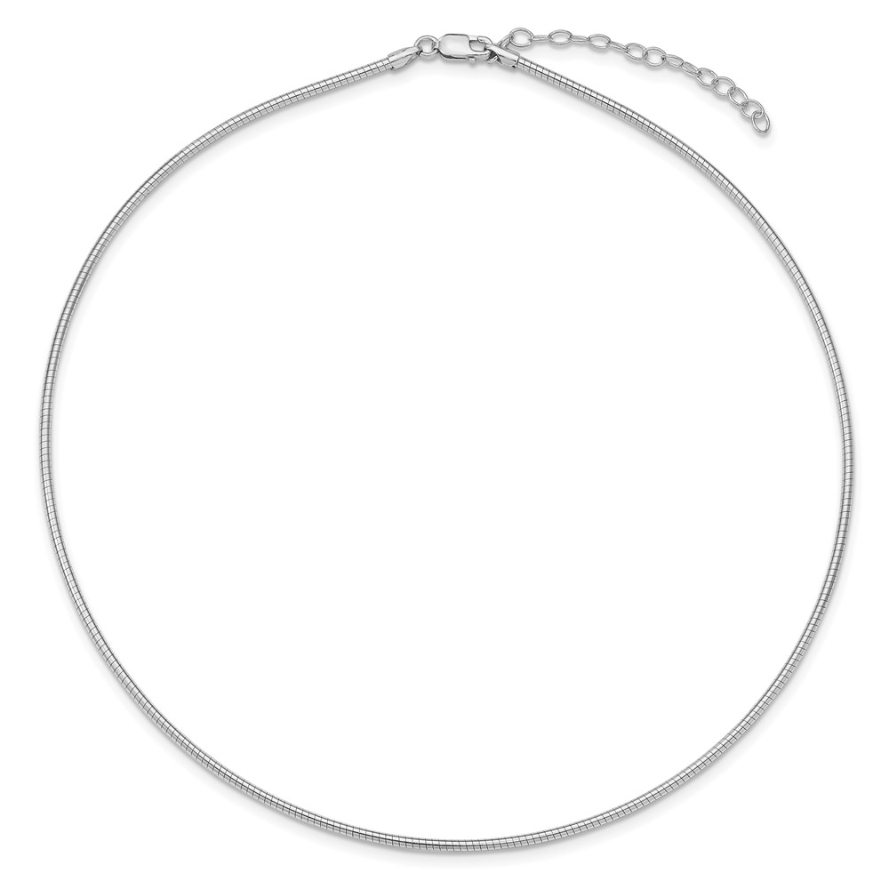Sterling Silver Rhodium-plated 2mm Round w/2in ext Cubetto (QG2664-16)