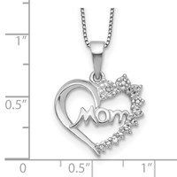 Sterling Silver Rhodium-plated Diamond Mom Necklace view 3