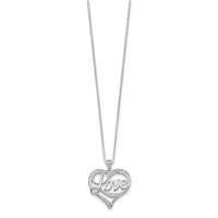 Sterling Silver Rhodium-plated Diam. Love Necklace view 2