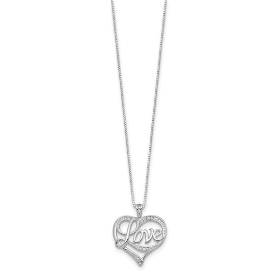 Sterling Silver Rhodium-plated Diam. Love Necklace
