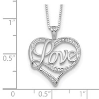 Sterling Silver Rhodium-plated Diam. Love Necklace view 3