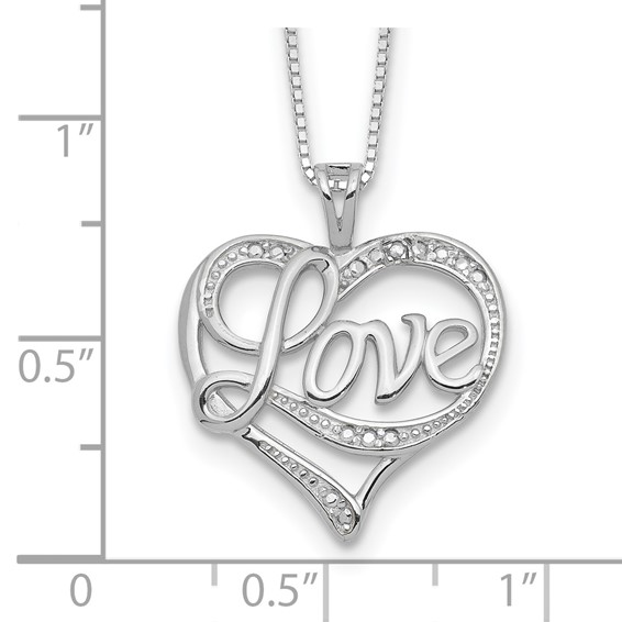 Sterling Silver Rhodium-plated Diam. Love Necklace