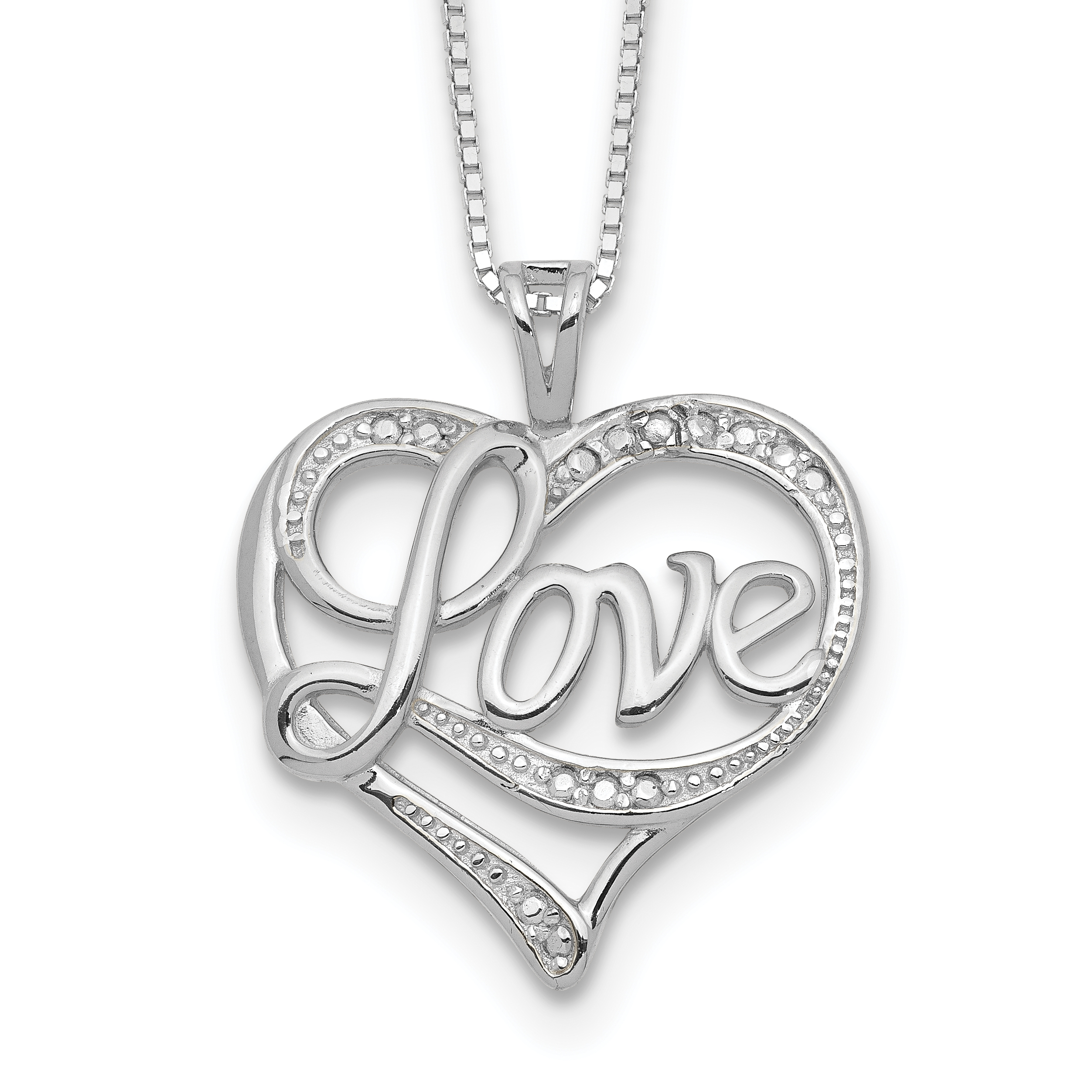 Sterling Silver Rhodium-plated Diam. Love Necklace (QG2672-16)