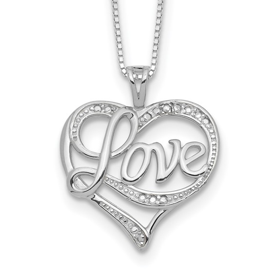 Sterling Silver Rhodium-plated Diam. Love Necklace