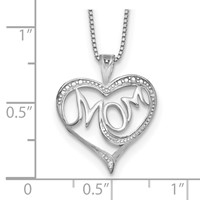 Sterling Silver Rhodium-plated Diam. Mom Necklace view 3