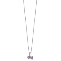 Brilliant Gemstones Sterling Silver with 14K Accent Rhodium-plated Amethyst and Diamond Heart Necklace with 2 Inch Extender, 18" view 2