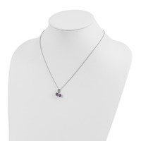 Brilliant Gemstones Sterling Silver with 14K Accent Rhodium-plated Amethyst and Diamond Heart Necklace with 2 Inch Extender, 18" view 4