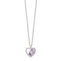 Brilliant Gemstones Sterling Silver with 14K Accent Rhodium-plated Amethyst and White Topaz and Diamond Necklace with 2 Inch Extender, 18" view 2