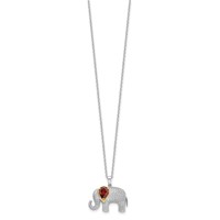 Brilliant Gemstones Sterling Silver with 14K Accent Rhodium-plated Garnet and Diamond Elephant Necklace with 2 Inch Extender, 18" view 2
