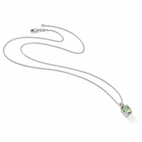 Brilliant Gemstones Sterling Silver with 14K Accent Rhodium-plated Green Quartz and Diamond Necklace with 2 Inch Extender, 18" view 5