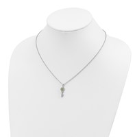 Brilliant Gemstones Sterling Silver with 14K Accent Rhodium-plated Peridot and Diamond Key Necklace with 2 Inch Extender, 18" view 4