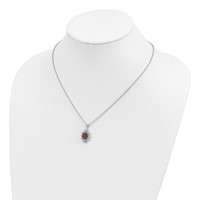 Brilliant Gemstones Sterling Silver with 14K Accent Rhodium-plated Smoky Quartz and White Topaz and Diamond Necklace with 2 Inch Extender, 18" view 4