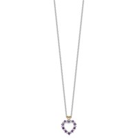Brilliant Gemstones Sterling Silver with 14K Accent Rhodium-plated Amethyst and Diamond Necklace with 2 Inch Extender, 18" view 2