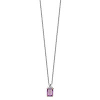 Brilliant Gemstones Sterling Silver with 14K Accent Rhodium-plated Amethyst and Diamond Necklace with 2 Inch Extender, 18" view 2
