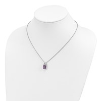 Brilliant Gemstones Sterling Silver with 14K Accent Rhodium-plated Amethyst and Diamond Necklace with 2 Inch Extender, 18" view 4