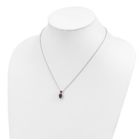 Brilliant Gemstones Sterling Silver with 14K Accent Rhodium-plated Garnet Necklace with 2 Inch Extender, 18" view 4
