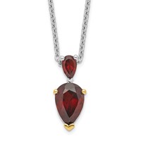 Brilliant Gemstones Sterling Silver with 14K Accent Rhodium-plated Garnet Necklace with 2 Inch Extender, 18" view 1