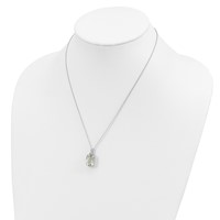 Brilliant Gemstones Sterling Silver with 14K Accent Rhodium-plated Green Quartz and Diamond Necklace with 2 Inch Extender, 18" view 4
