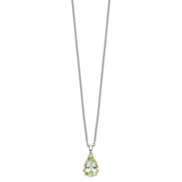 Brilliant Gemstones Sterling Silver with 14K Accent Rhodium-plated Green Quartz Necklace with 2 Inch Extender, 18" view 2
