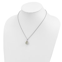 Brilliant Gemstones Sterling Silver with 14K Accent Rhodium-plated Green Quartz Necklace with 2 Inch Extender, 18" view 4