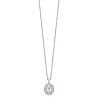 Brilliant Gemstones Sterling Silver with 14K Accent Rhodium-plated Sky Blue Topaz and Diamond Necklace with 2 Inch Extender, 18" view 2