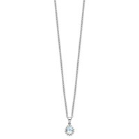 Brilliant Gemstones Sterling Silver with 14K Accent Rhodium-plated Sky Blue Topaz and Diamond Necklace with 2 Inch Extender, 18" view 2