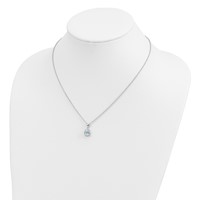 Brilliant Gemstones Sterling Silver with 14K Accent Rhodium-plated Sky Blue Topaz and Diamond Necklace with 2 Inch Extender, 18" view 4