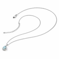Brilliant Gemstones Sterling Silver with 14K Accent Rhodium-plated Sky Blue Topaz and Diamond Necklace with 2 Inch Extender, 18" view 5
