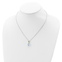 Brilliant Gemstones Sterling Silver with 14K Accent Rhodium-plated Sky Blue Topaz and Peridot Necklace with 2 Inch Extender, 18" view 4