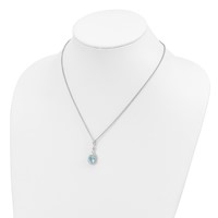 Brilliant Gemstones Sterling Silver with 14K Accent Rhodium-plated Sky Blue Topaz and Diamond Necklace with 2 Inch Extender, 18" view 4