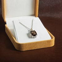 Brilliant Gemstones Sterling Silver with 14K Accent Rhodium-plated Smoky Quartz and Diamond Necklace with 2 Inch Extender, 18" view 5
